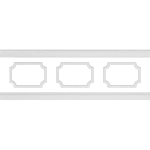 Ekena Millwork 94 1/2"L (Adjustable 32"H to 36"H) Ashford Scalloped Panel Traditional Wainscot Paneling Kit WPKUSC051P032 - main